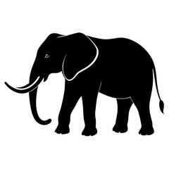 Fototapeta premium Gray elephant walking isolated on white background illustration