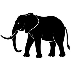 Fototapeta premium Gray elephant walking isolated on white background illustration