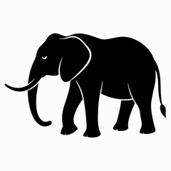 Fototapeta premium Gray elephant walking isolated on white background illustration