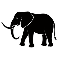 Fototapeta premium Gray elephant walking isolated on white background illustration