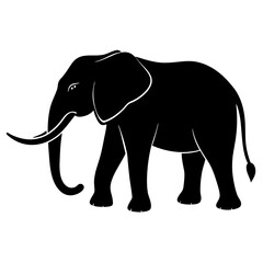 Obraz premium Gray elephant walking isolated on white background illustration