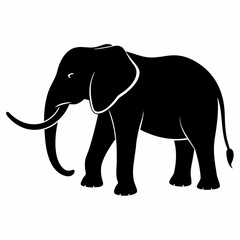 Fototapeta premium Gray elephant walking isolated on white background illustration