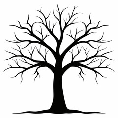 Obraz premium Black tree silhouette with roots and branches representing nature and all seasons