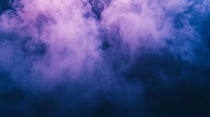 Obraz premium Abstract purple and blue smoke clouds on black background.