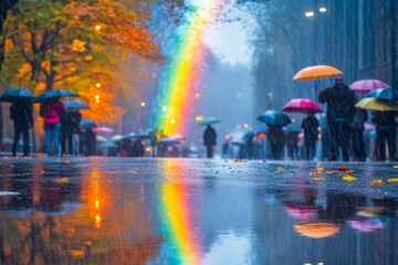 Naklejka premium Urban Rainbow After the Storm, Rainbows