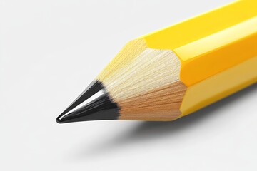 Fototapeta premium Minimalist 3d illustration of a yellow pencil writing on a white background with clean lines