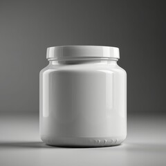 White Jar mock-up on white background 3D style ,Gloss colour