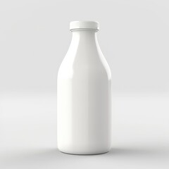 Fresh milk in a glass bottle mockup isolated on white background with clipping path
