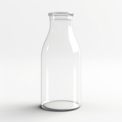 Fresh milk in a glass bottle mockup isolated on white background with clipping path