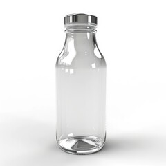 Fresh milk in a glass bottle mockup isolated on white background with clipping path