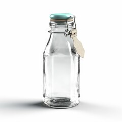 Fresh milk in a glass bottle mockup isolated on white background with clipping path