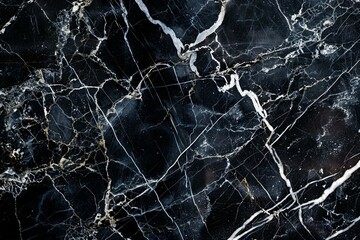 Photo of Black kitchen marble top pattern with white veins. Background texture for backdrops or mapping