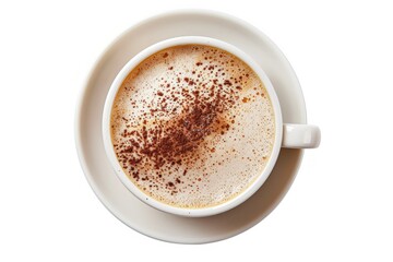 Obraz premium Cappuccino in white cup on saucer with cinnamon. AI generated