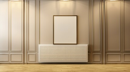 Blank frame mockup in a room with interior decorations