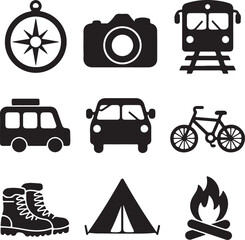 Fototapeta premium Travel best solid icon set collection vector art illustration