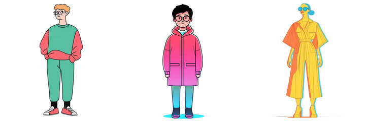 Colorful People Illustration isolated on white or transparent