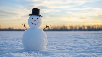 Fototapeta premium Happy snowman in winter wonderland (1)