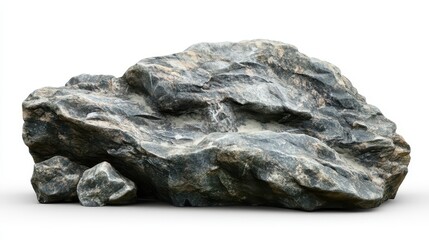 Large natural rock with rough texture isolated on white background