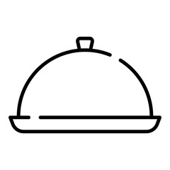 Restaurant cloche, food cover black line icon