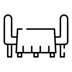 Restaurant table and chairs black line icon