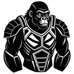 Gorilla wearing high tech armor silhouette vector illustration
