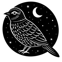 Moonless nightjar silhouette vector illustration 
