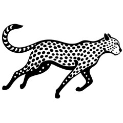 Running cheetah in motion blur silhouette vector illustration 
