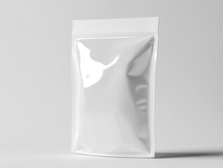 White flexible packaging mockup for branding food products on a plain background for manufacturers, designers, print and online advertising