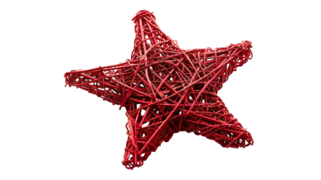 Red star Christmas decoration isolated on white background