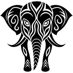   Tribal elephant tattoo design silhouette vector illustration 