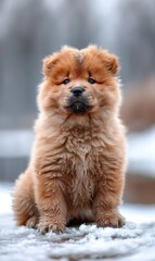 Adorable pet dog wallpaper with cute facial and body fur Generate AI