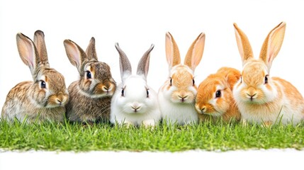 Obraz premium Gathering of rabbits grassy meadow nature scene outdoor environment close-up view serene moments