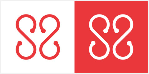  SS monogram feminine round logo with a heart