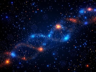 Cosmic DNA Helix in Starry Night