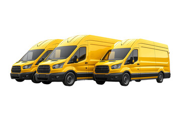 Bright Yellow Delivery Vans in a Row for Commercial Transport Needs
