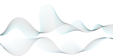 Wave flowing liquid line abstract background. Black and white vector design 3D lines in perspective, curve and wave lines in motion, smooth and soft backdrop	