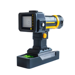 Fototapeta premium Digital laser measuring device with screen and buttons ideal for home improvement tools construction accuracy or distance measurement gear product shot