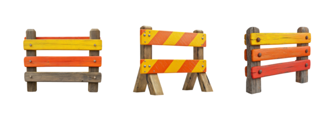 Colorful Construction Barrier Sets for Road Safety and Traffic Control