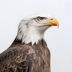 Naklejka premium Majestic bald eagle portrait, studio shot, white background, wildlife conservation