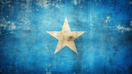 Fototapeta premium Vintage Somalia Flag Photo: Blue Star Banner, Somali Republic Symbol