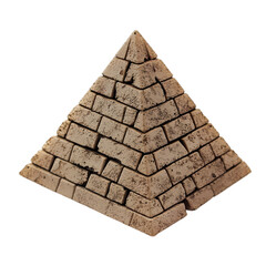 Stone pyramid replica with detailed brick pattern isolated for historical monument display ancient civilization or educational decoration concept