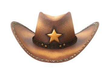 Vintage Western Cowboy Hat with Sheriff Star Badge

