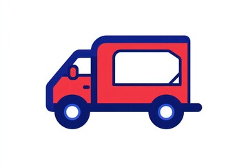 Illustration of a Red Delivery Truck with Blue Outline Ideal for Logistics and Transportation