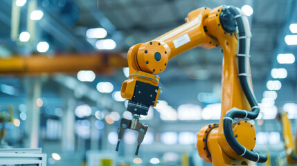 The robotic arm working in the modern unmanned workshop