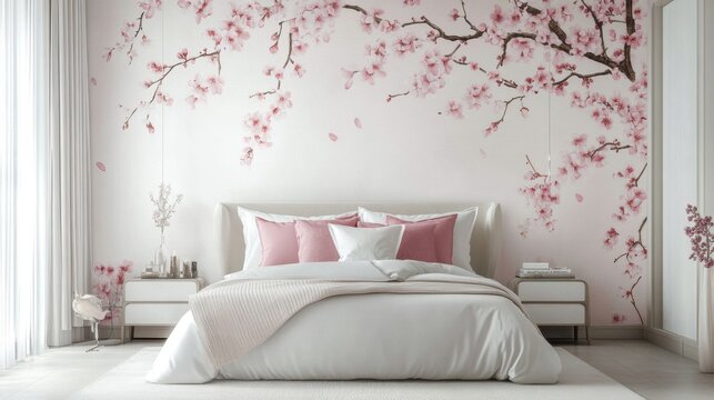 Creating a luxurious bedroom with chinese cherry decor home interior design cozy environment eye-level view opulent concept