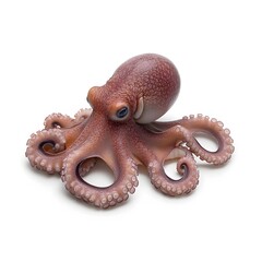 Small octopus studio shot, white background, seafood recipe, food illustration