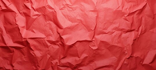 Fototapeta premium A crumpled, crimson scrap with rough, uneven texture, recycled, burgundy, red background