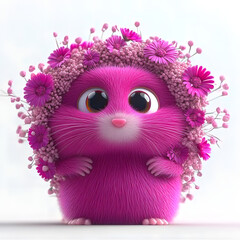 pink hamster with flower