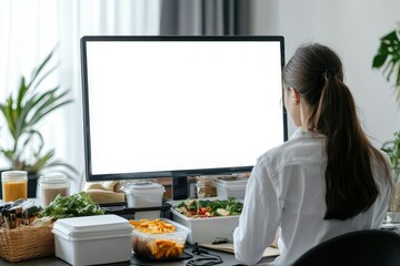 Detailed Image of Woman Working with Lunch Boxes Next to Her