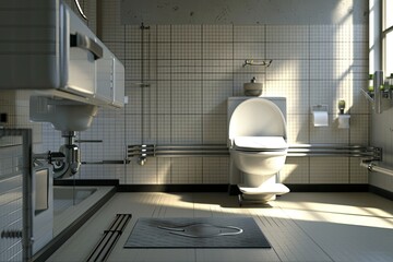 High Detail Visual of Toilet with Friendly Design for People with Disability